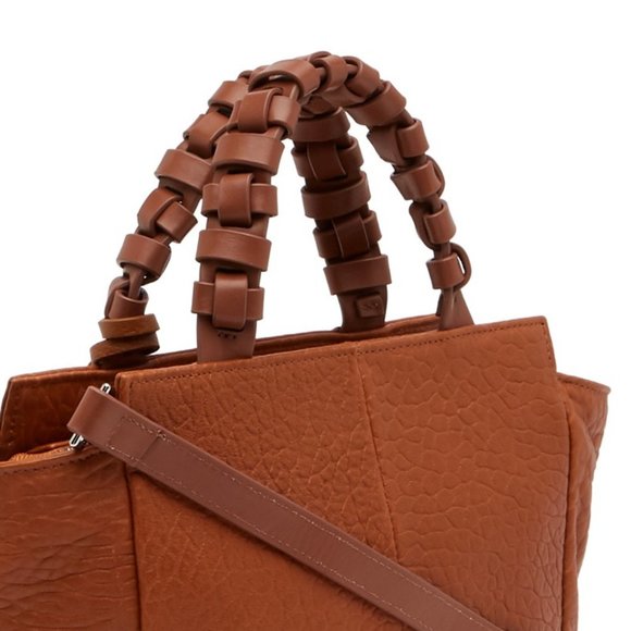 SOLD********CHRISTOPHER KON Tassel Shoulder Handbag Textured Leather NEW Cognac - Picture 5 of 9